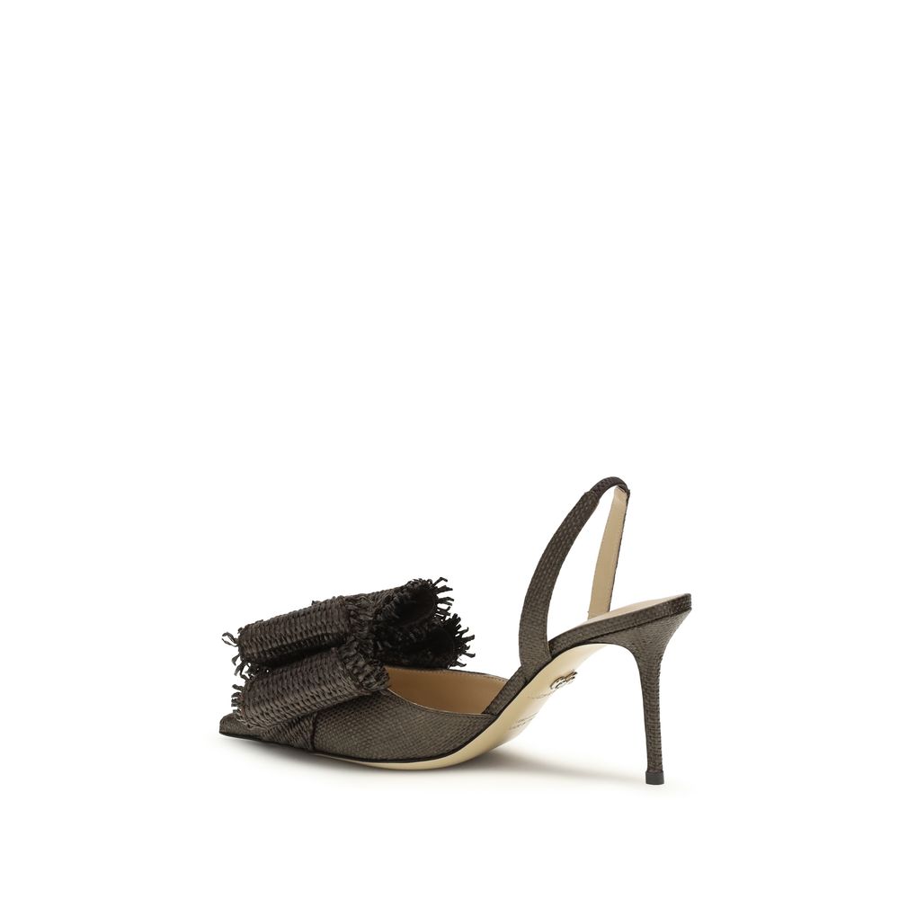 MACH & MACH Brown Raffia Platform Pumps Curated Luxury Accessories by Orvyn