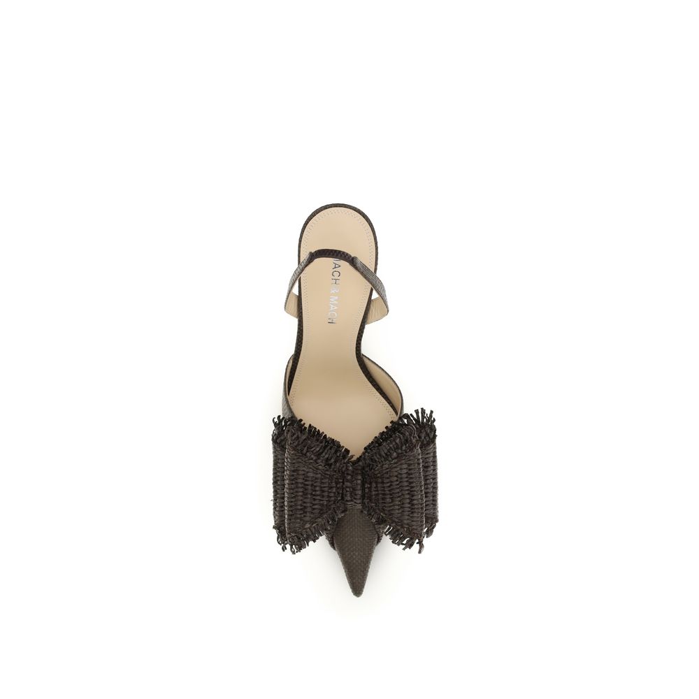 MACH & MACH Brown Raffia Platform Pumps Curated Luxury Accessories by Orvyn