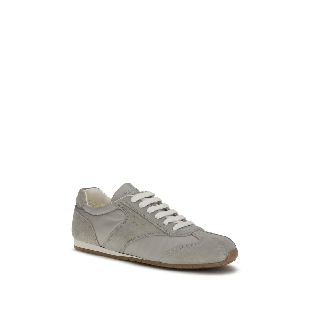 Prada Gray Calf Leather Bos Taurus Low Top Sneakers Curated Luxury Accessories by Orvyn