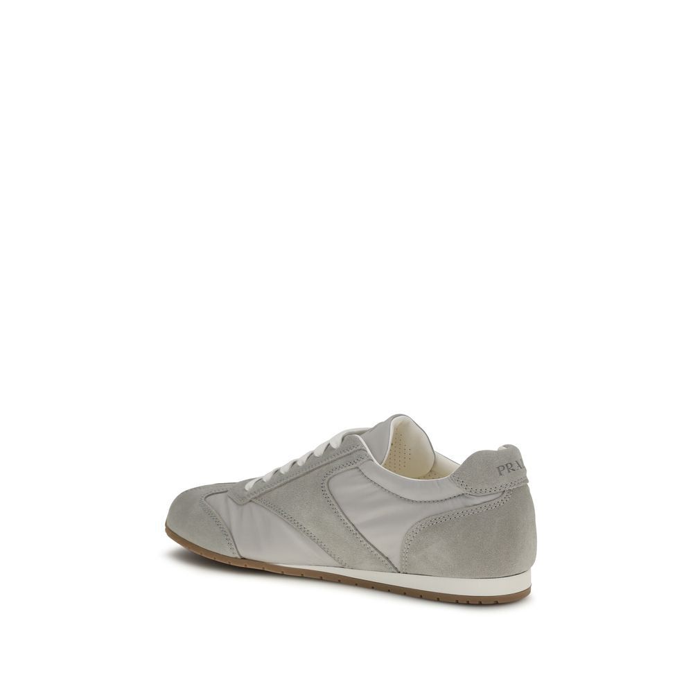 Prada Gray Calf Leather Bos Taurus Low Top Sneakers Curated Luxury Accessories by Orvyn