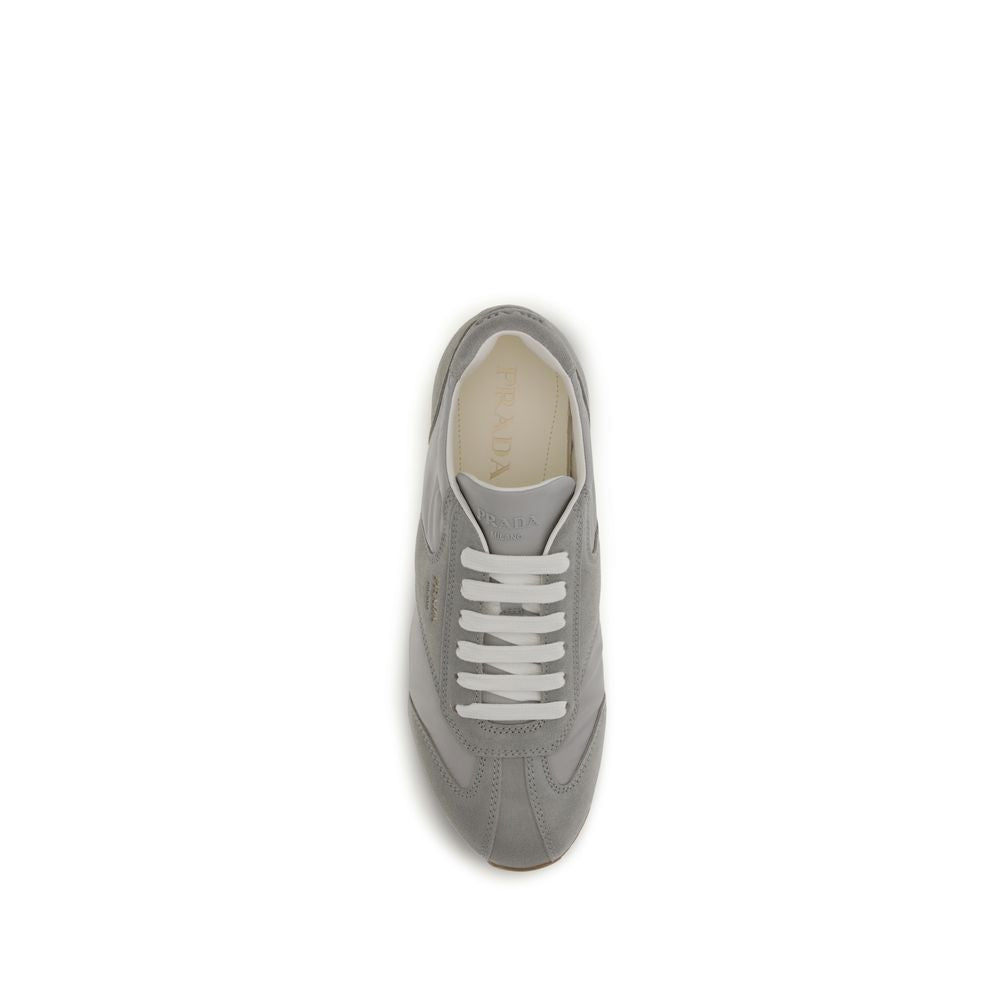 Prada Gray Calf Leather Bos Taurus Low Top Sneakers Curated Luxury Accessories by Orvyn