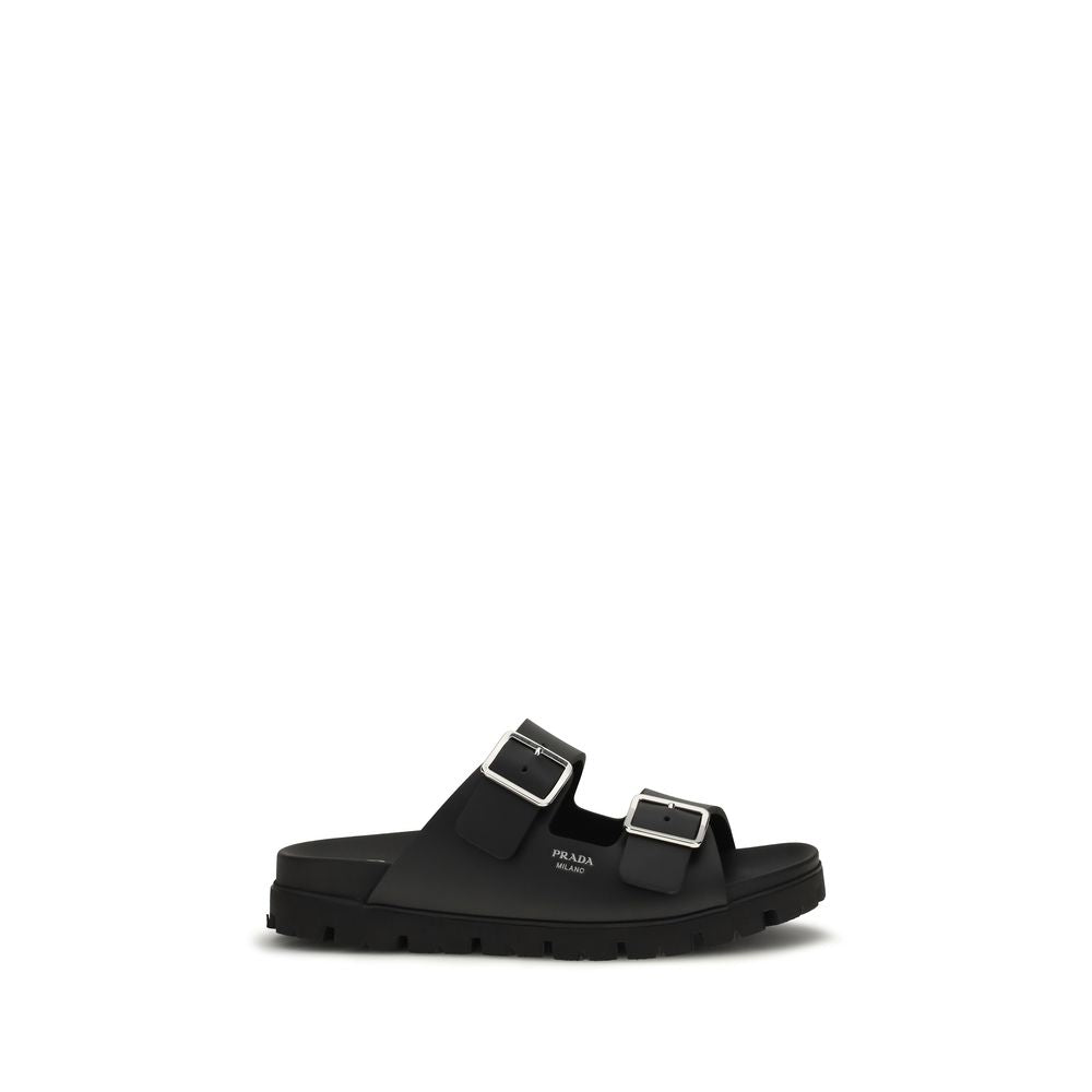 Prada Black Calf Leather Bos Taurus Sandals Curated Luxury Accessories by Orvyn