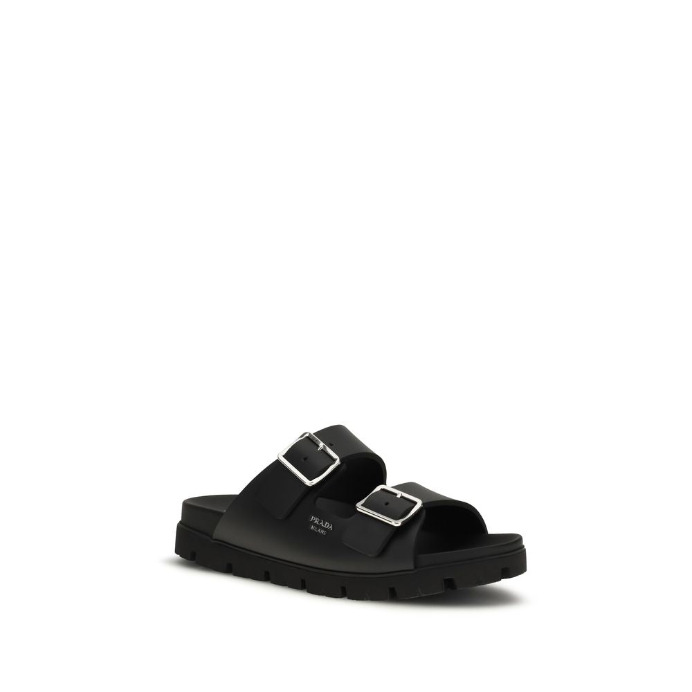 Prada Black Calf Leather Bos Taurus Sandals Curated Luxury Accessories by Orvyn