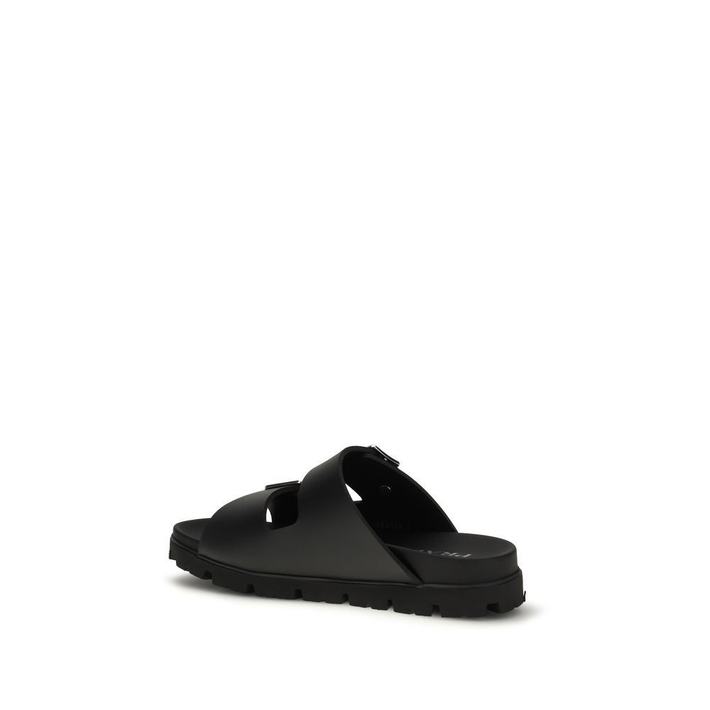 Prada Black Calf Leather Bos Taurus Sandals Curated Luxury Accessories by Orvyn
