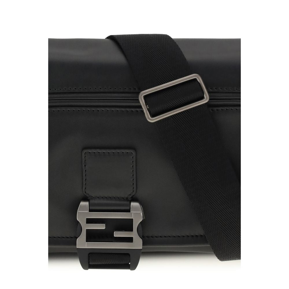 Fendi Black Calf Leather Bos Taurus Shoulder Bag Curated Luxury Accessories by Orvyn