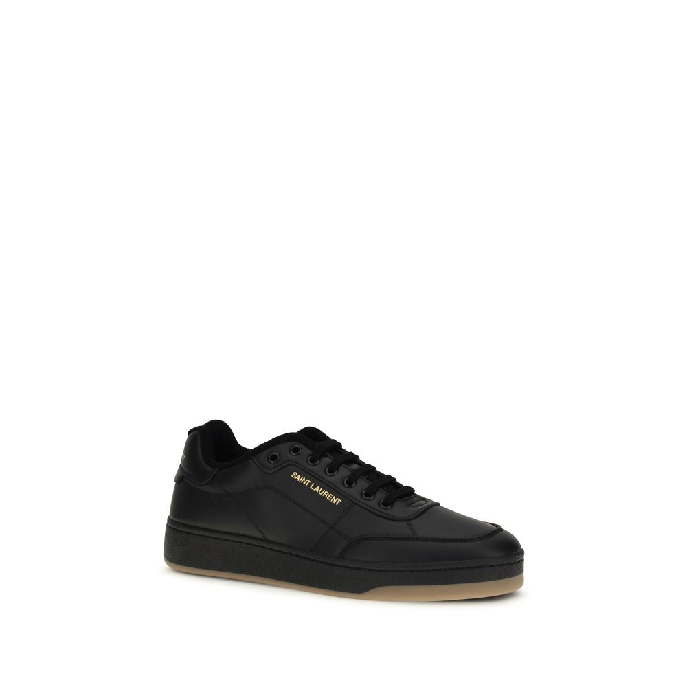 Saint Laurent Black Calf Leather Low Top Sneakers