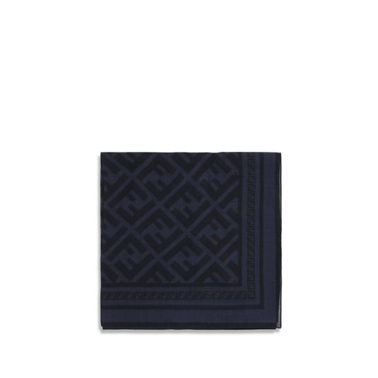 Fendi Blue Wool Oves Aries Scarf Curated Luxury Accessories by Orvyn