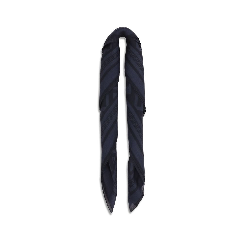 Fendi Blue Wool Oves Aries Scarf Curated Luxury Accessories by Orvyn