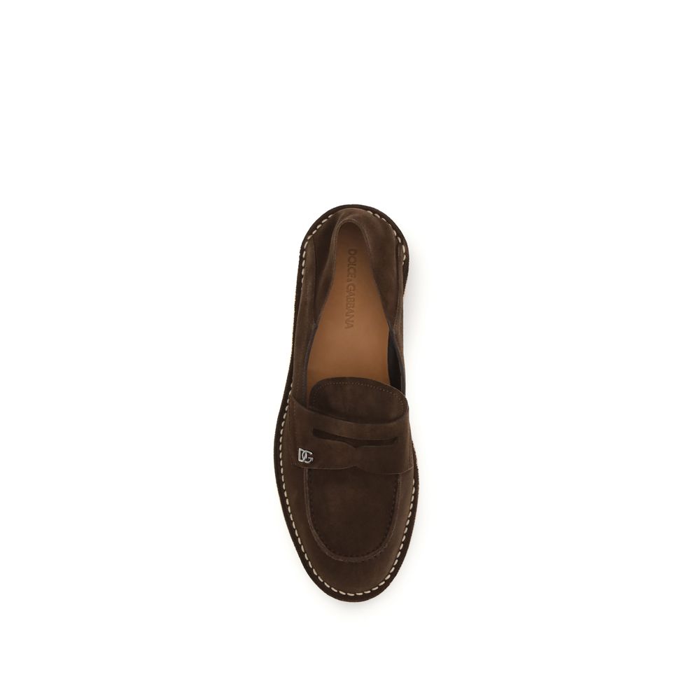 Dolce & Gabbana Brown Calf Leather Bos Taurus Slip-On Loafers Curated Luxury Accessories by Orvyn