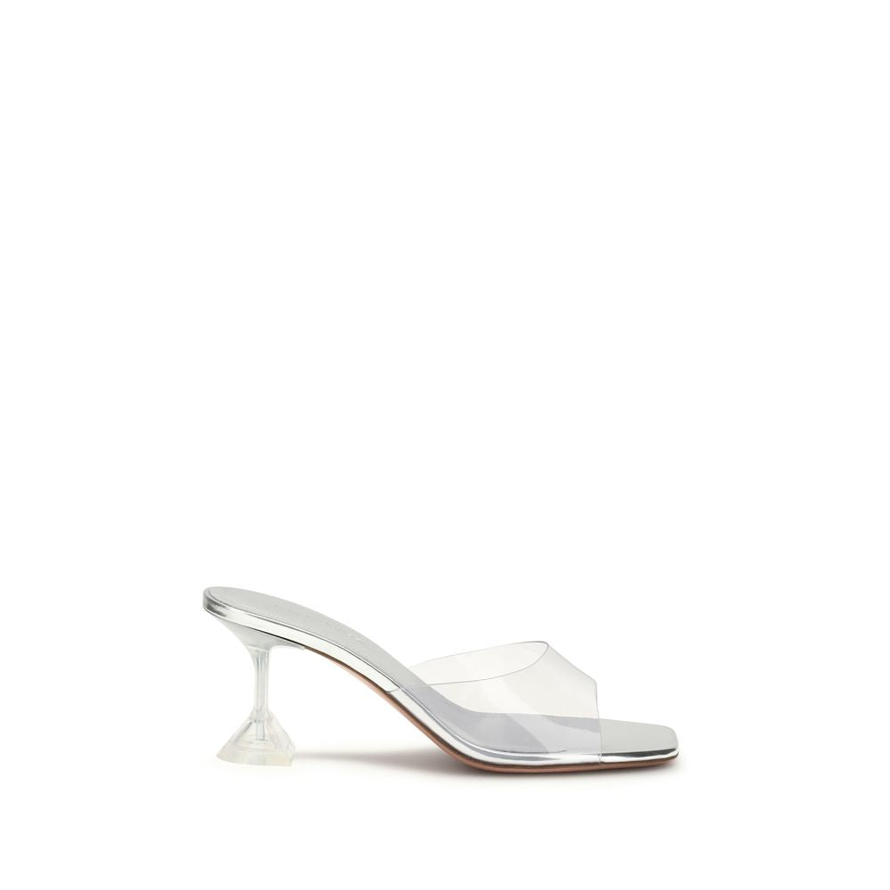 Amina Muaddi Silver Pvc Stiletto Heel Sandals Curated Luxury Accessories by Orvyn