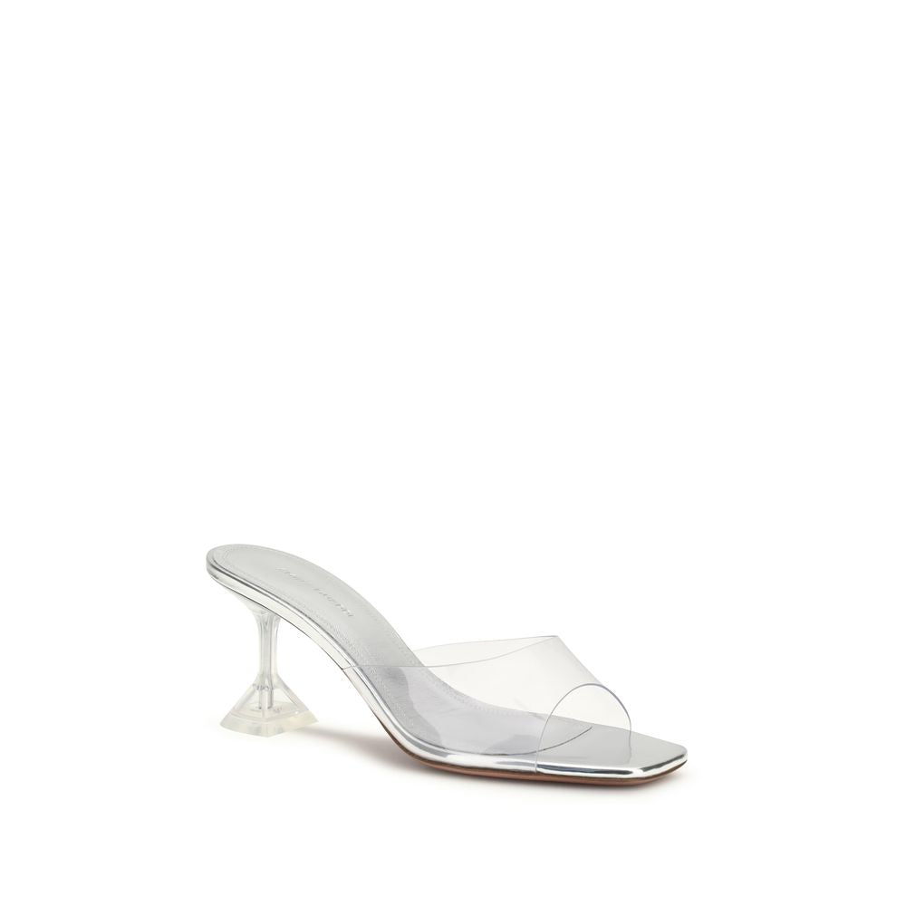 Amina Muaddi Silver Pvc Stiletto Heel Sandals Curated Luxury Accessories by Orvyn