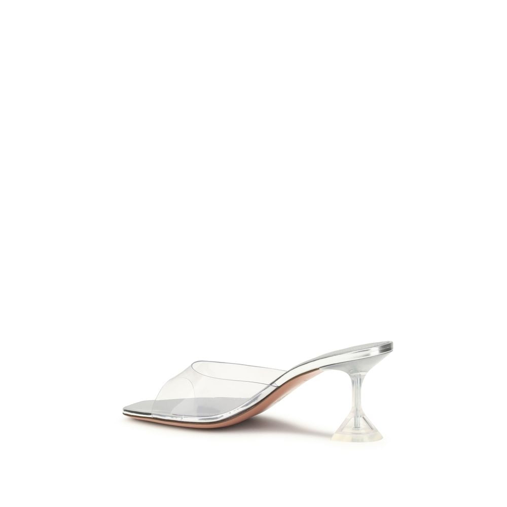 Amina Muaddi Silver Pvc Stiletto Heel Sandals Curated Luxury Accessories by Orvyn