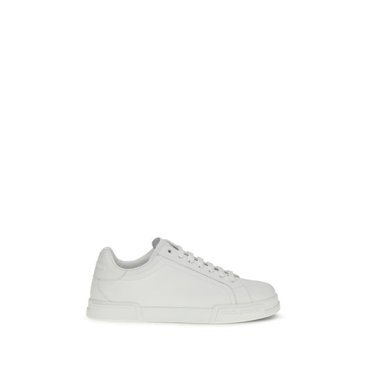 Dolce & Gabbana White Calf Leather Bos Taurus Low Top Sneakers Curated Luxury Accessories by Orvyn