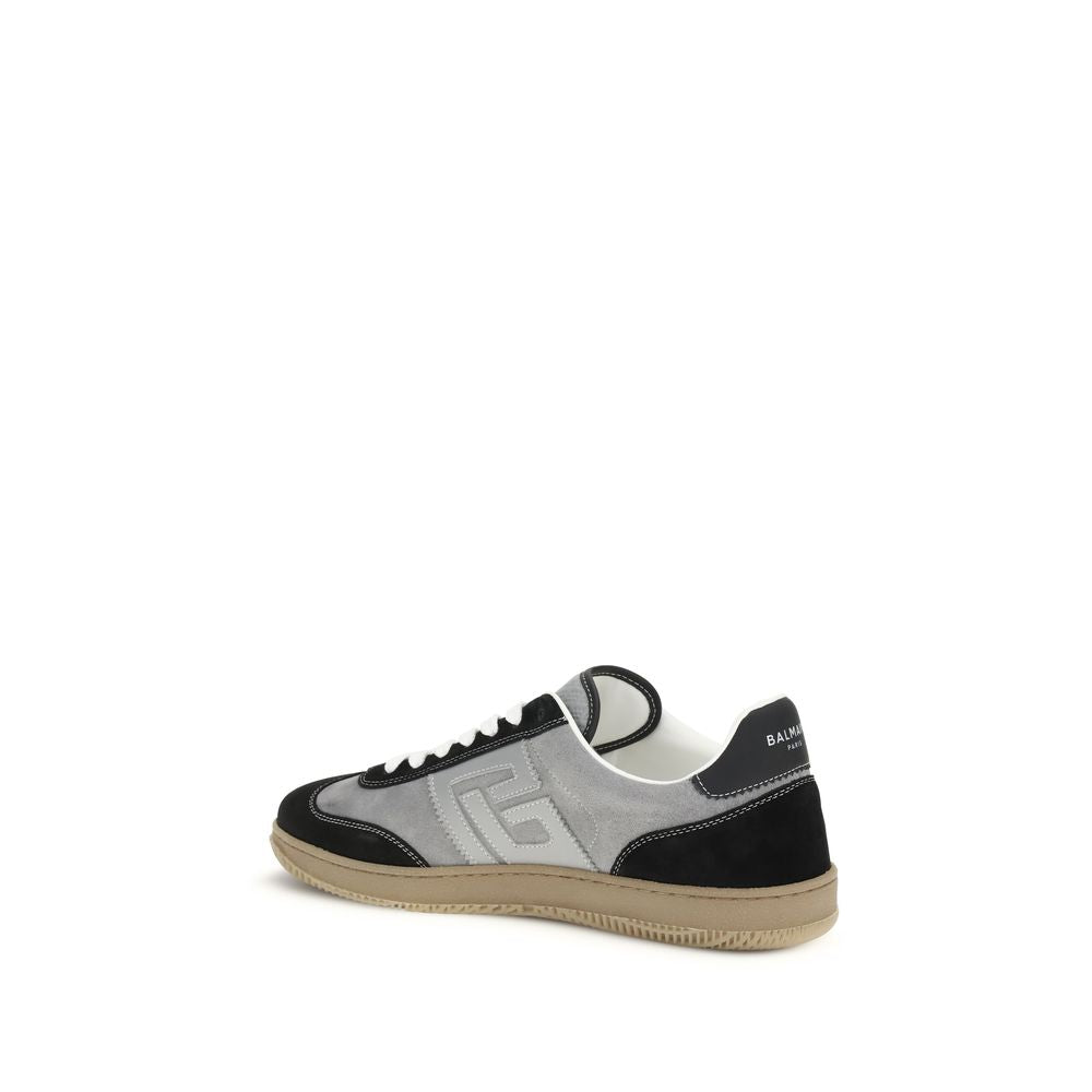 Balmain Gray Calf Leather Bos Taurus Low Top Sneakers Curated Luxury Accessories by Orvyn