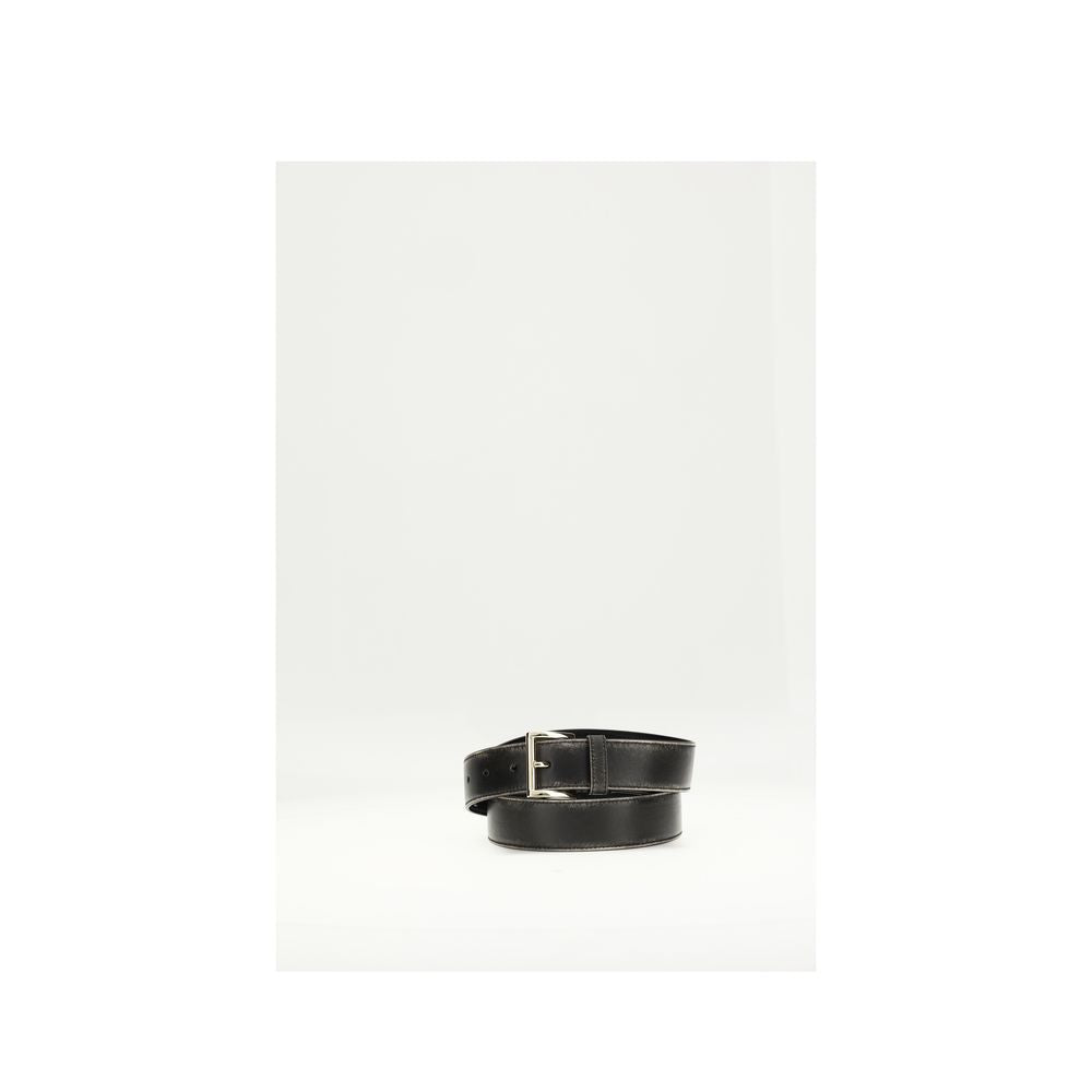 Prada Black Calf Leather Bos Taurus Regular Belt Curated Luxury Accessories by Orvyn
