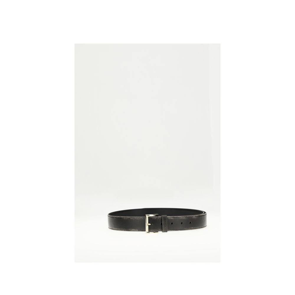 Prada Black Calf Leather Bos Taurus Regular Belt Curated Luxury Accessories by Orvyn