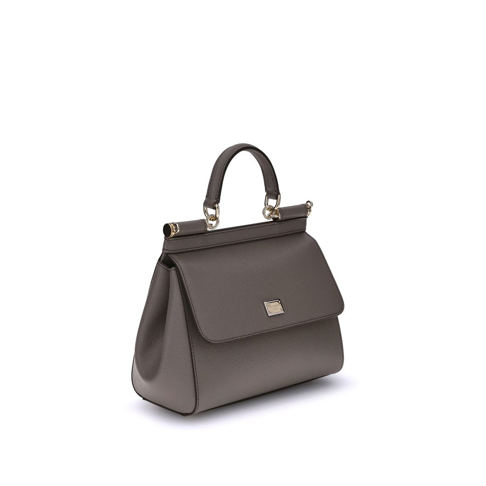 Dolce & Gabbana Gray Calf Leather Bos Taurus Handbag Curated Luxury Accessories by Orvyn