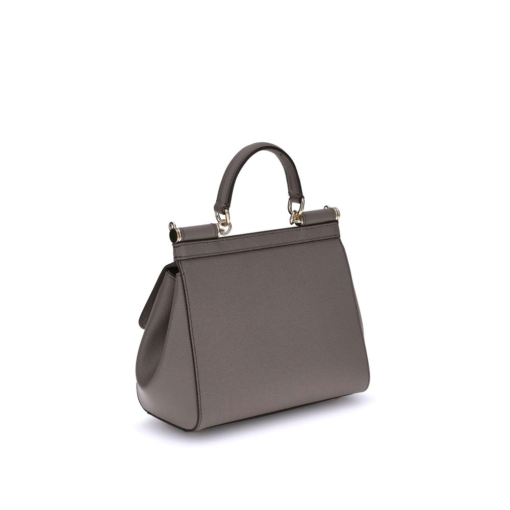 Dolce & Gabbana Gray Calf Leather Bos Taurus Handbag Curated Luxury Accessories by Orvyn