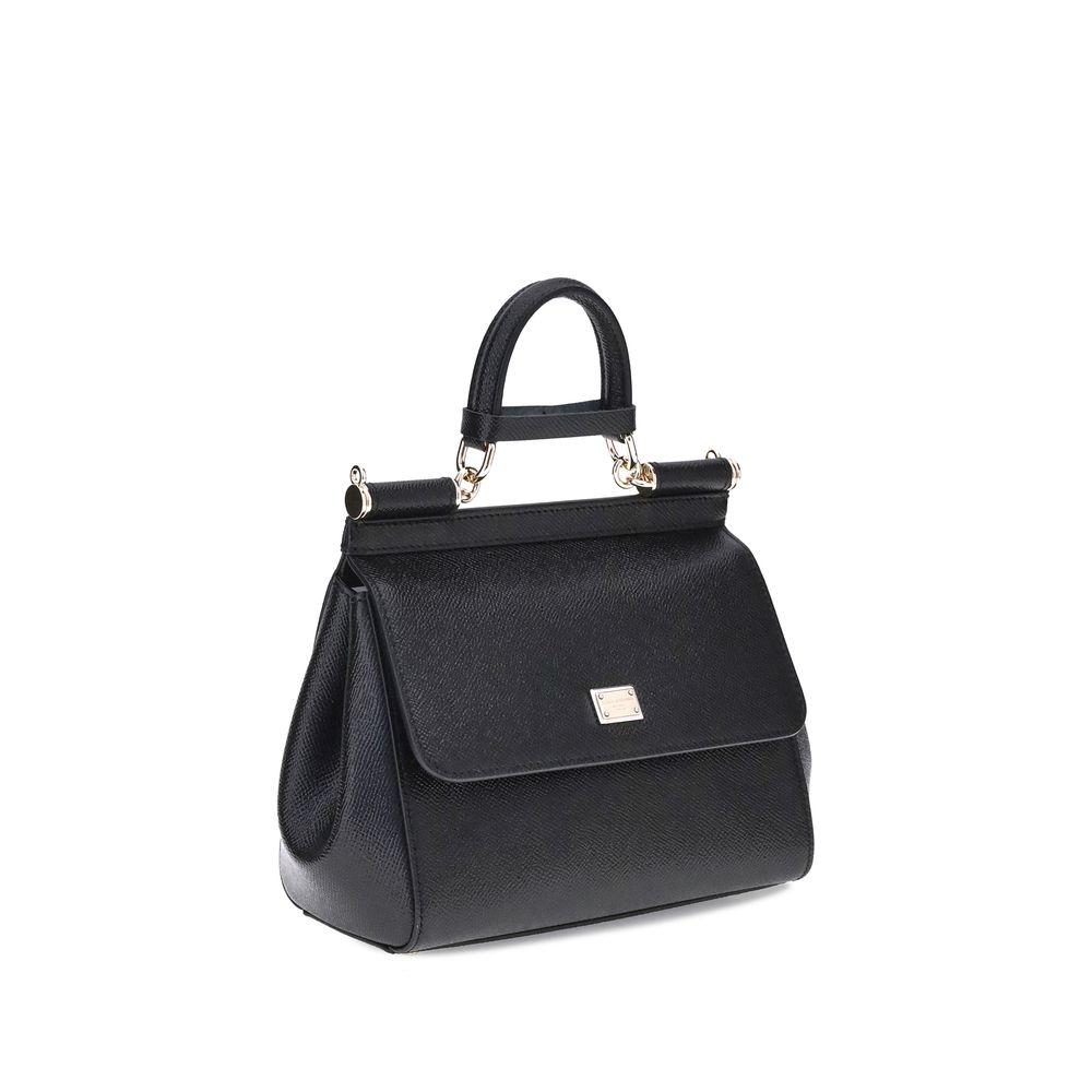 Dolce & Gabbana Black Calf Leather Bos Taurus Handbag Curated Luxury Accessories by Orvyn