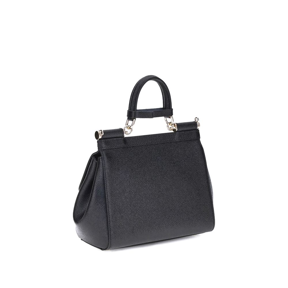 Dolce & Gabbana Black Calf Leather Bos Taurus Handbag Curated Luxury Accessories by Orvyn