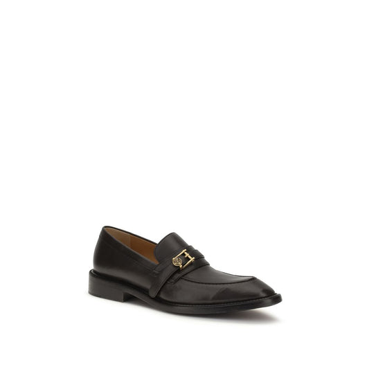 Versace Black Calf Leather Bos Taurus Slip-On Loafers Curated Luxury Accessories by Orvyn