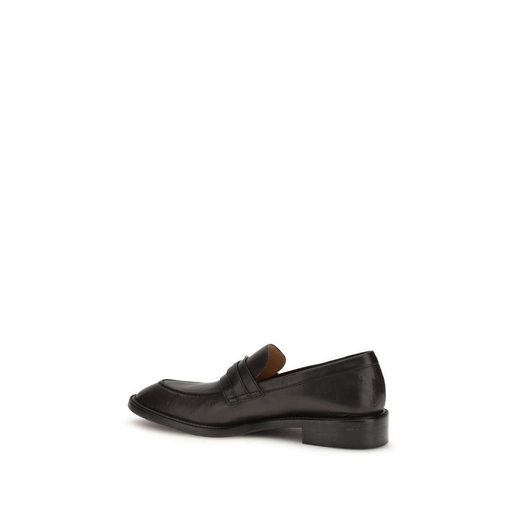 Versace Black Calf Leather Bos Taurus Slip-On Loafers Curated Luxury Accessories by Orvyn