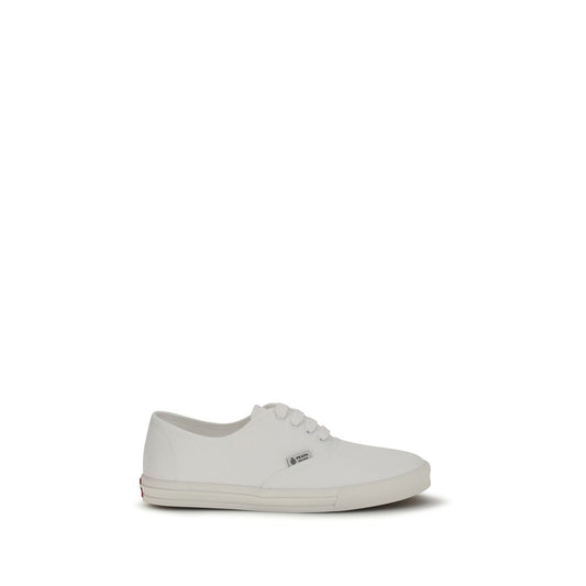 Prada White Cotton Low Top Sneakers Curated Luxury Accessories by Orvyn