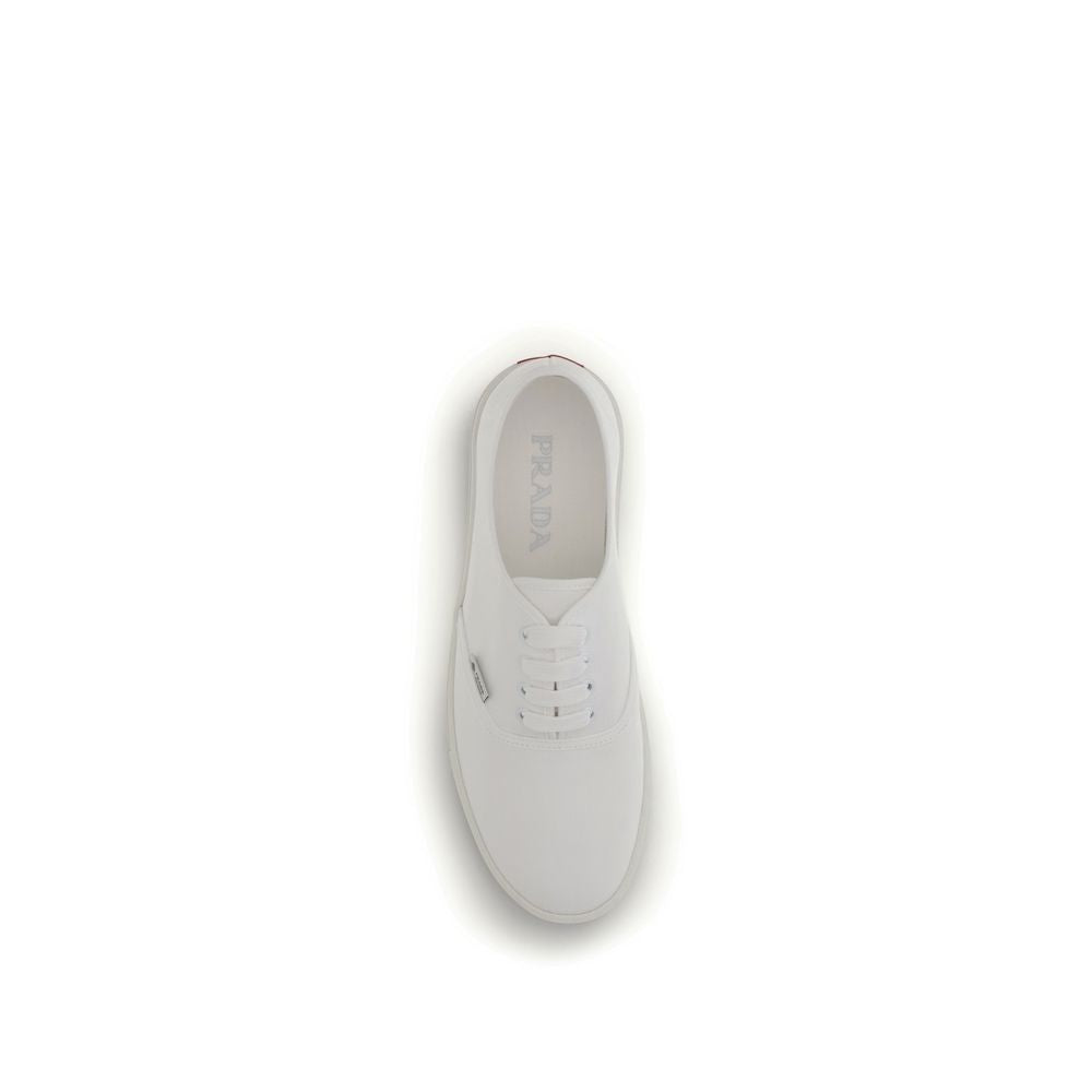 Prada White Cotton Low Top Sneakers Curated Luxury Accessories by Orvyn