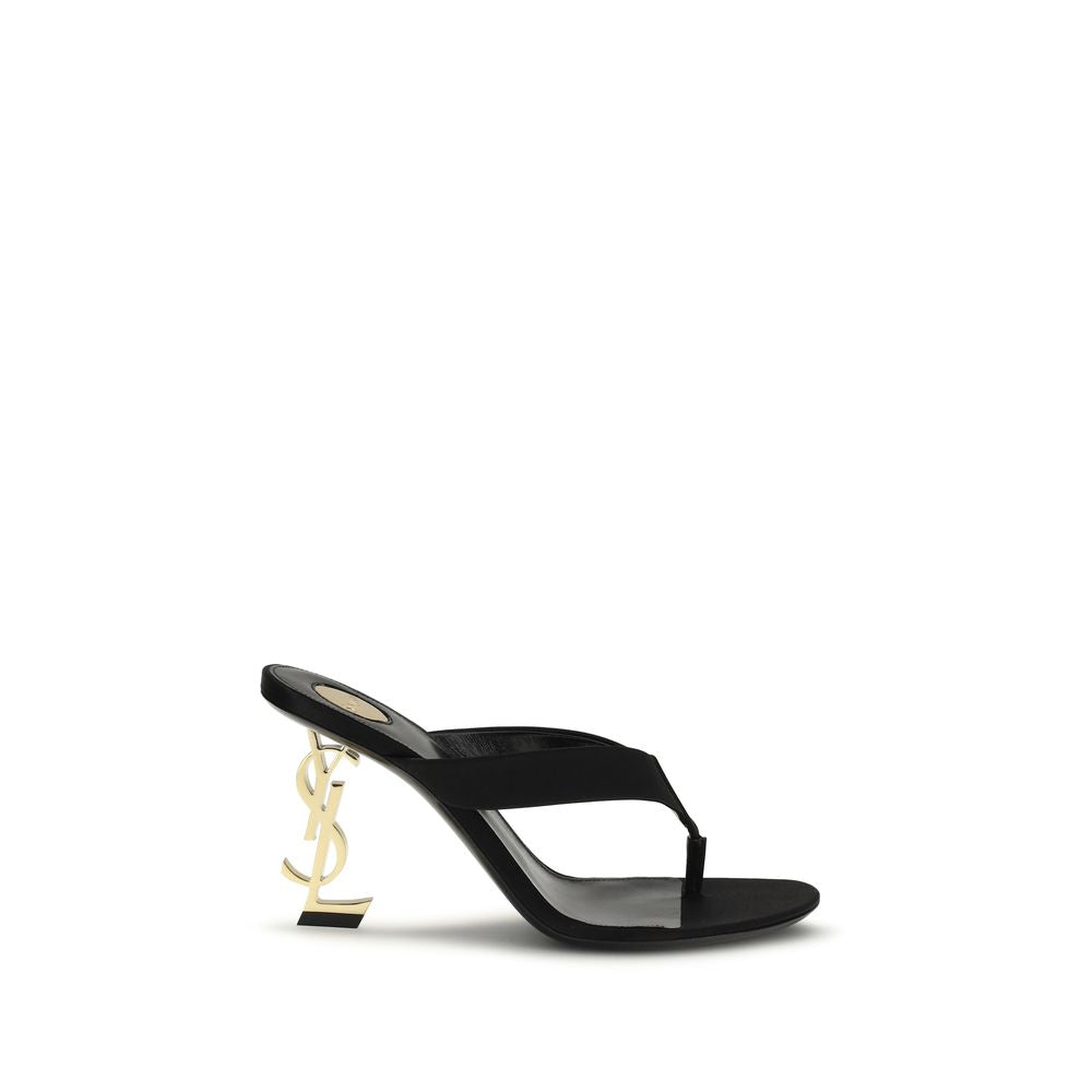 Saint Laurent Black Opyum Crepe Satin Sandals Curated Luxury Accessories by Orvyn
