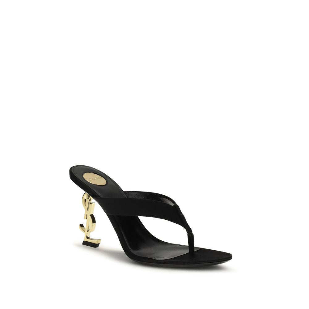 Saint Laurent Black Opyum Crepe Satin Sandals Curated Luxury Accessories by Orvyn