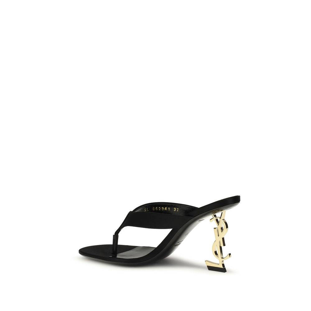 Saint Laurent Black Opyum Crepe Satin Sandals Curated Luxury Accessories by Orvyn