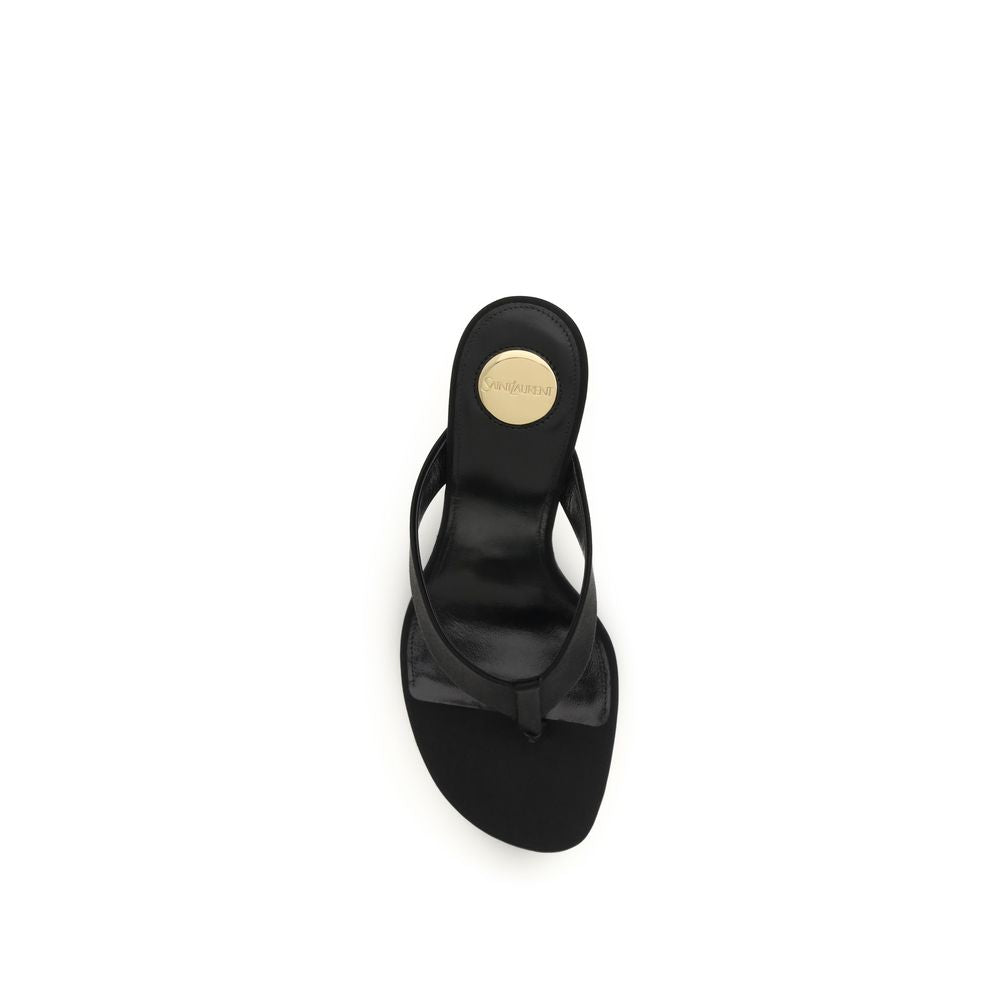 Saint Laurent Black Opyum Crepe Satin Sandals Curated Luxury Accessories by Orvyn