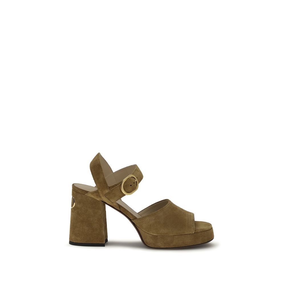 Valentino Garavani Beige Calf Leather Bos Taurus Platform Sandals Curated Luxury Accessories by Orvyn