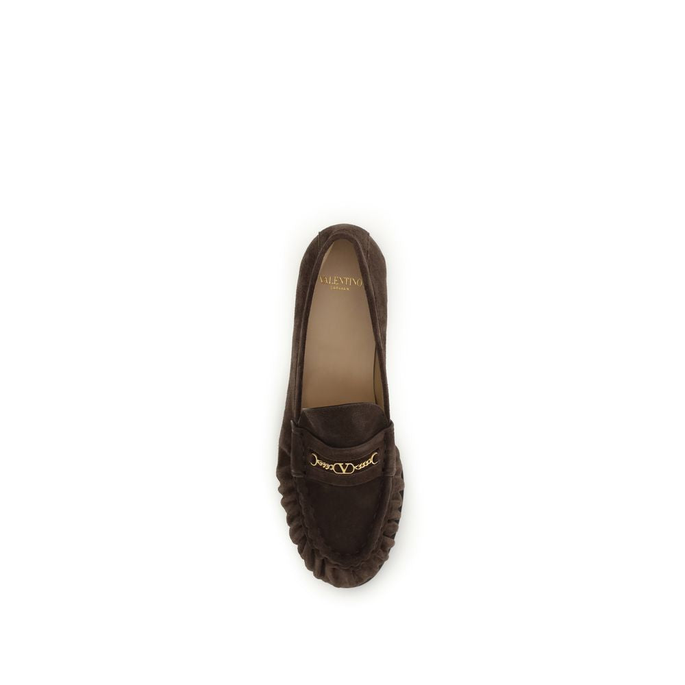 Valentino Garavani Brown Calf Leather Bos Taurus Slip-On Loafers Curated Luxury Accessories by Orvyn