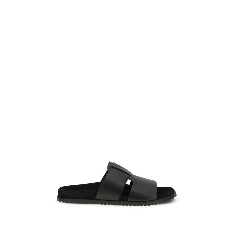 Dolce & Gabbana Black Calf Leather Bos Taurus Sandals Curated Luxury Accessories by Orvyn