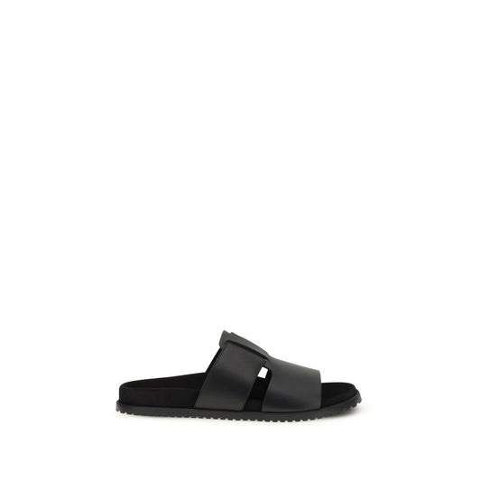 Dolce & Gabbana Black Calf Leather Bos Taurus Sandals Curated Luxury Accessories by Orvyn