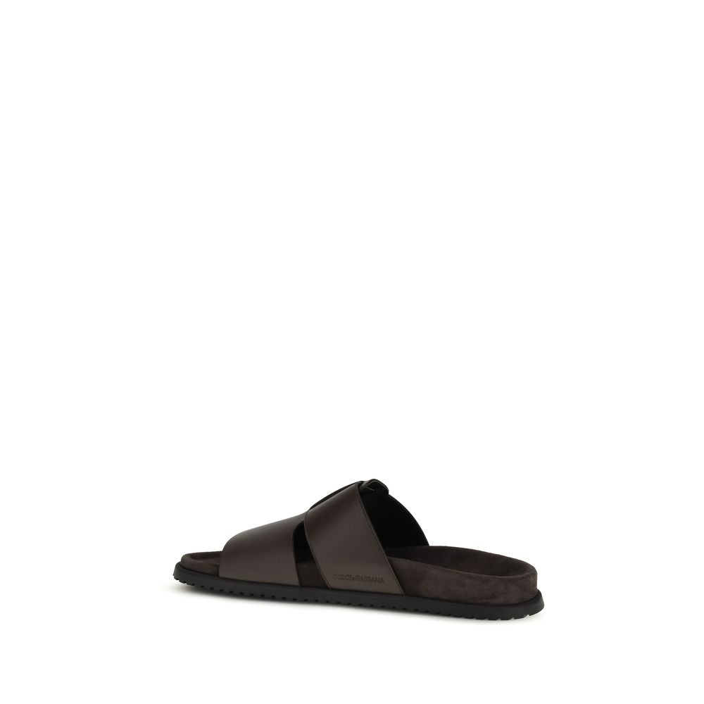 Dolce & Gabbana Brown Calf Leather Bos Taurus Sandals Curated Luxury Accessories by Orvyn