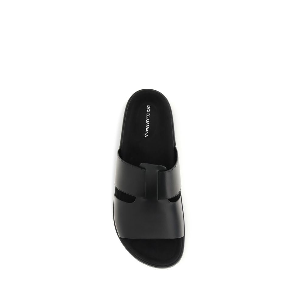 Dolce & Gabbana Black Calf Leather Bos Taurus Sandals Curated Luxury Accessories by Orvyn