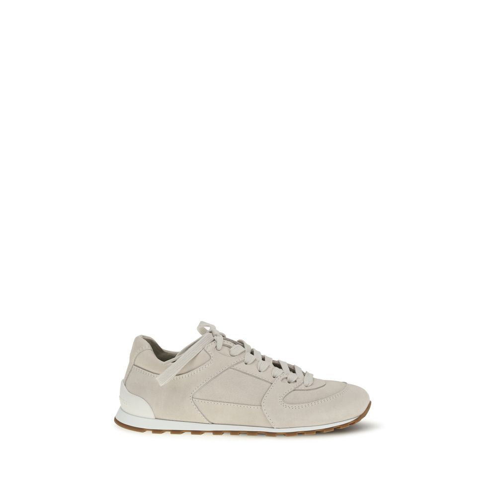 Brunello Cucinelli Beige Calf Leather Bos Taurus Low Top Sneakers Curated Luxury Accessories by Orvyn