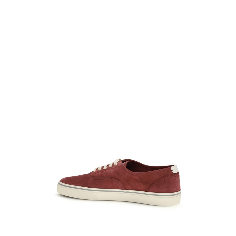 Brunello Cucinelli Bordeaux Calf Leather Bos Taurus Low Top Sneakers Curated Luxury Accessories by Orvyn