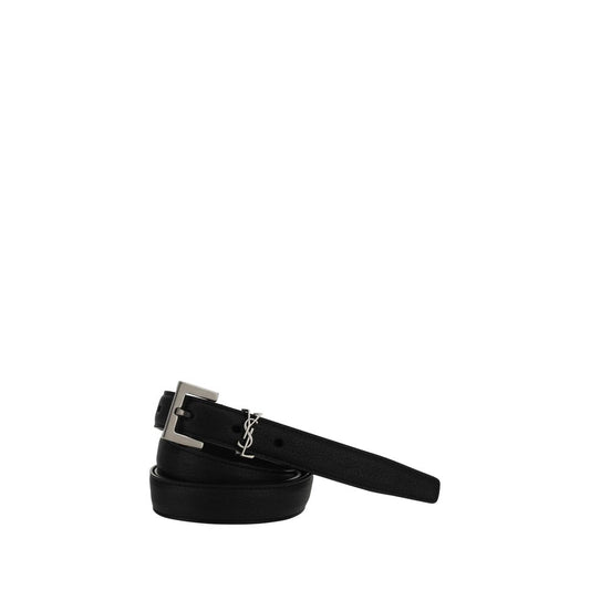 Saint Laurent Black Leather Belt schwarz