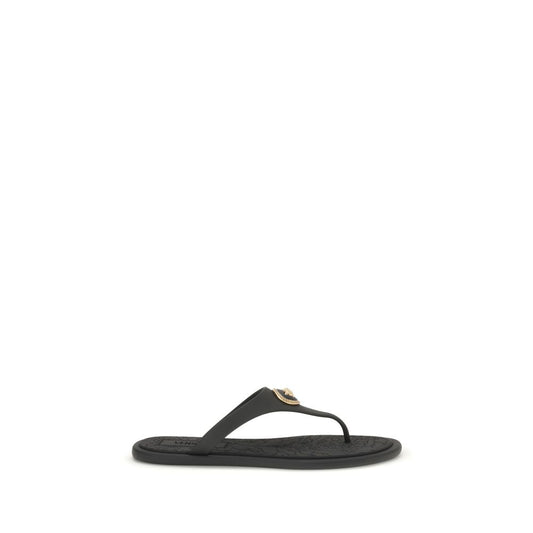 Versace Black Rubber Flip-Flop Sandals Curated Luxury Accessories by Orvyn