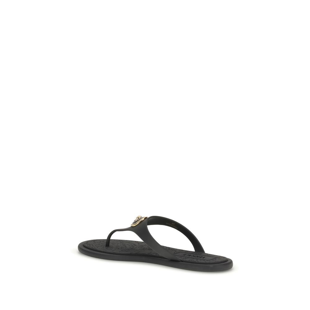 Versace Black Rubber Flip-Flop Sandals Curated Luxury Accessories by Orvyn