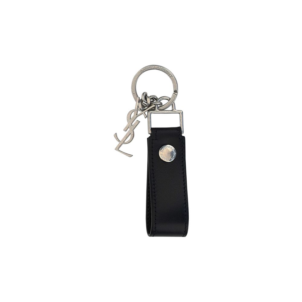 Saint Laurent Black Calf Leather Bos Taurus Keychain Curated Luxury Accessories by Orvyn