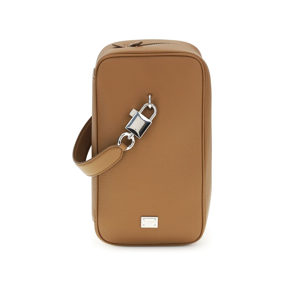 Dolce & Gabbana Brown Calf Leather Bos Taurus Handbag Curated Luxury Accessories by Orvyn