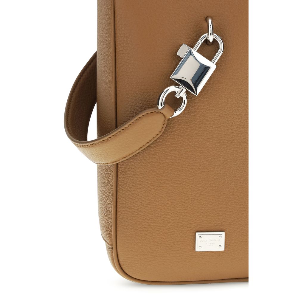 Dolce & Gabbana Brown Calf Leather Bos Taurus Handbag Curated Luxury Accessories by Orvyn