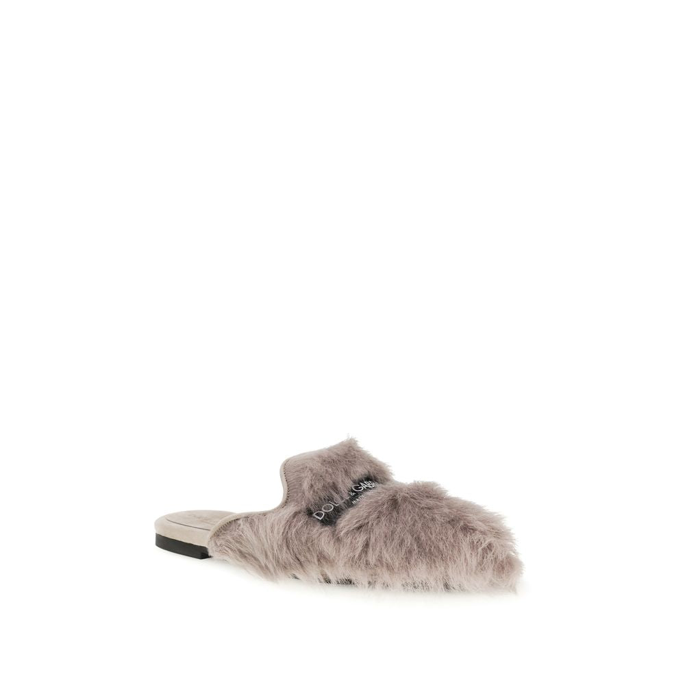 Dolce & Gabbana Gray Lamb Ovis Aries Aries Mules Curated Luxury Accessories by Orvyn