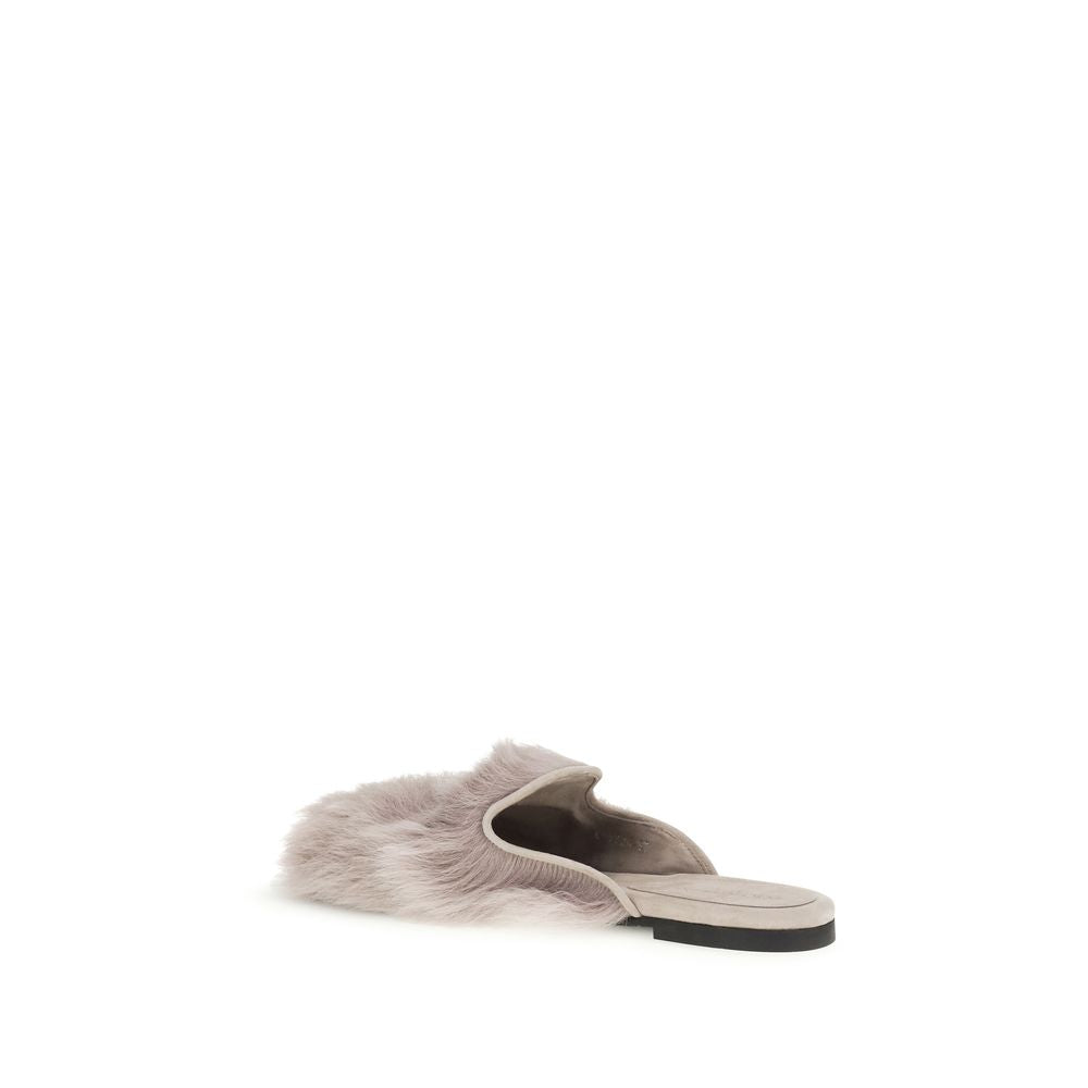 Dolce & Gabbana Gray Lamb Ovis Aries Aries Mules Curated Luxury Accessories by Orvyn
