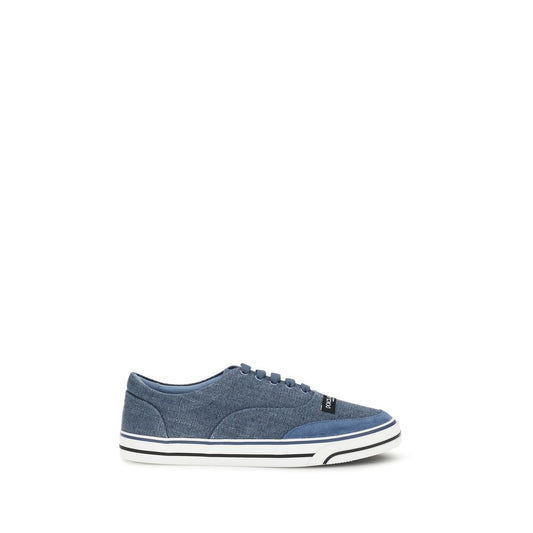 Dolce & Gabbana Blue Linen Low Top Sneakers Curated Luxury Accessories by Orvyn