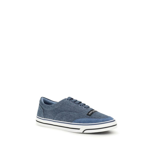 Dolce & Gabbana Blue Linen Low Top Sneakers Curated Luxury Accessories by Orvyn